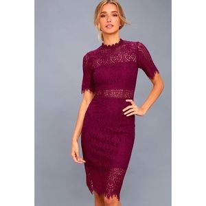Lulus Burgundy/maroon lace dress